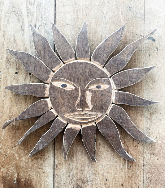 Vintage Carved Wood Sun