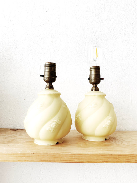 1940’s Glass Bedside Lamp Pair