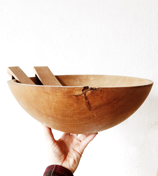 Large Primitive Dough Bowl and Servers