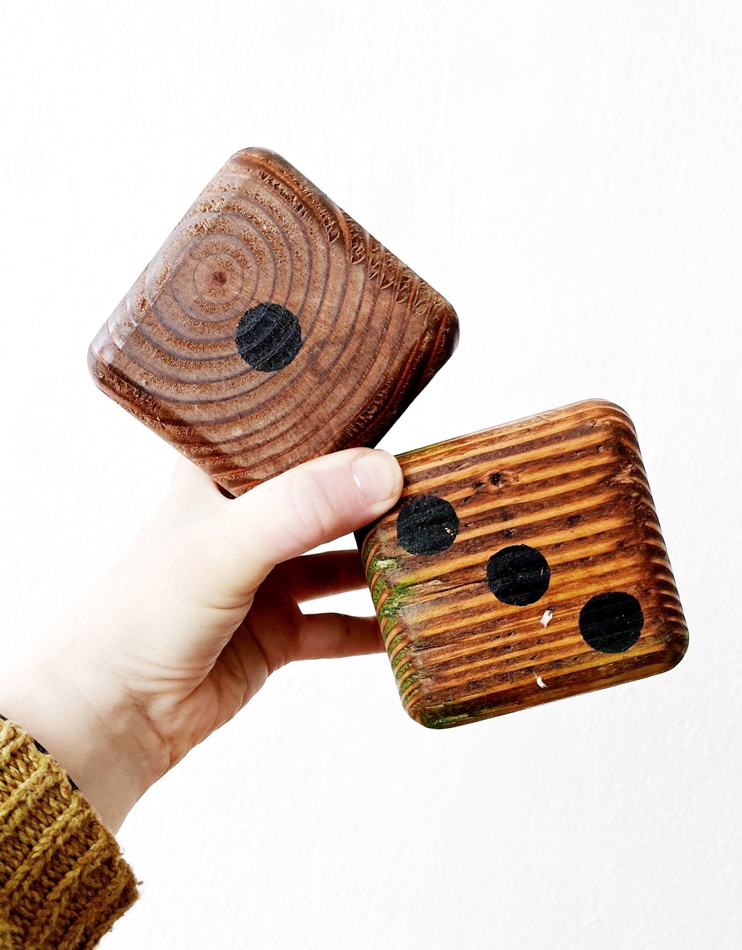 Pair Handmade Folk Art Dice