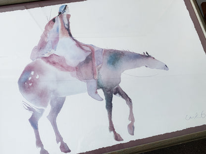 Large Carol Grigg Vintage Framed Watercolor Litho