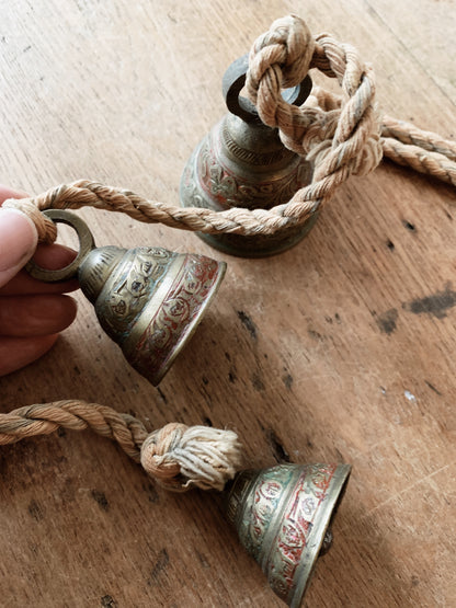 Vintage Incised Brass Temple Bells