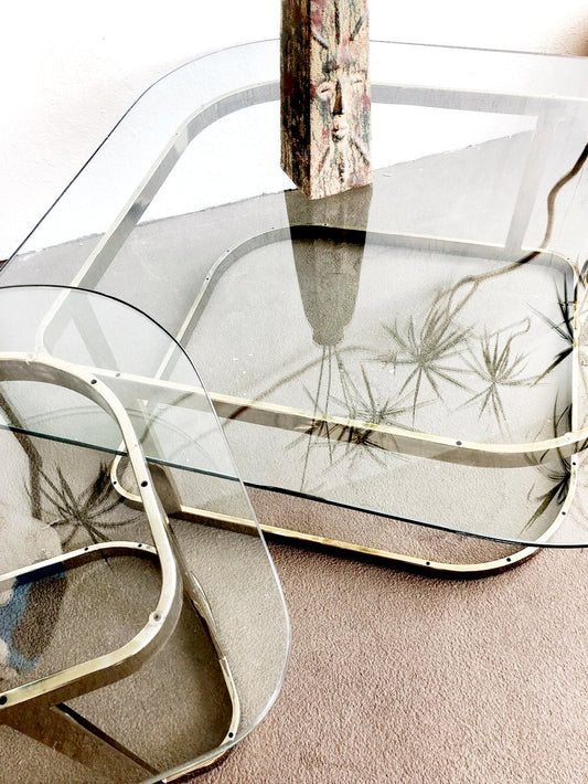 Vintage Brass and Glass Table