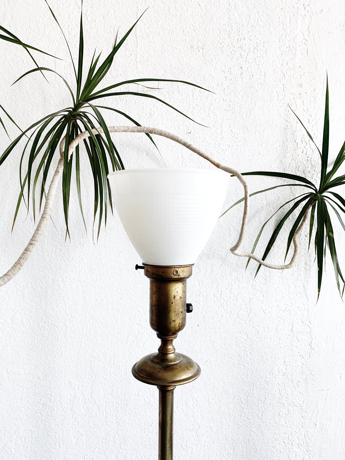 Vintage Brass Floor Lamp with Two Shades