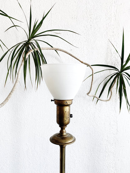 Vintage Brass Floor Lamp with Two Shades