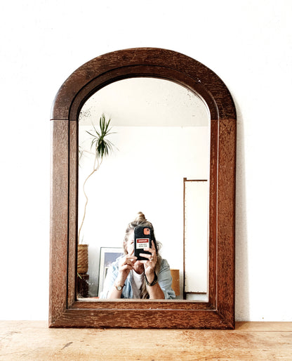 Antique Arched Wood Mirror