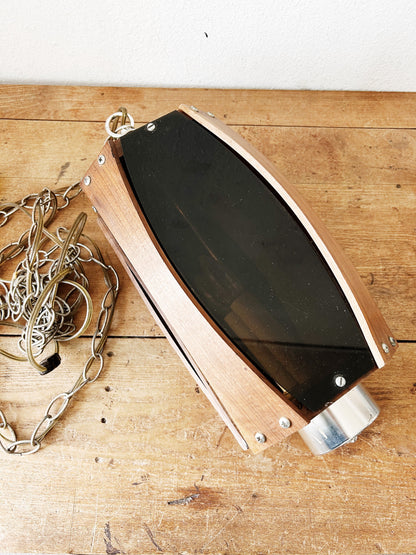 Mid Century Walnut and Smoky Lucite  Pendant