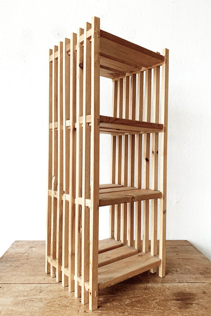 Slatted Natural Wood Shelf