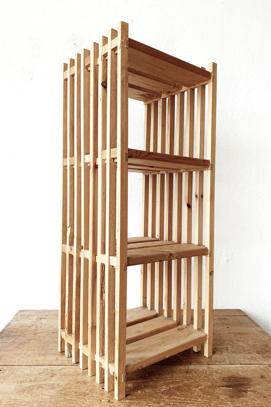 Slatted Natural Wood Shelf
