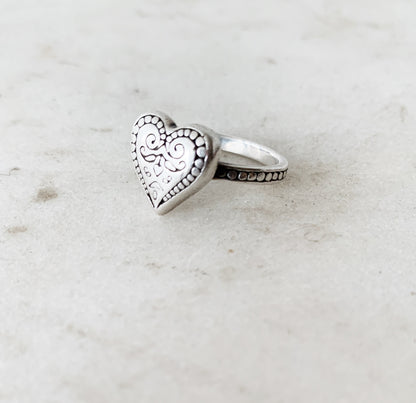 Vintage Sterling Silver Heart Ring
