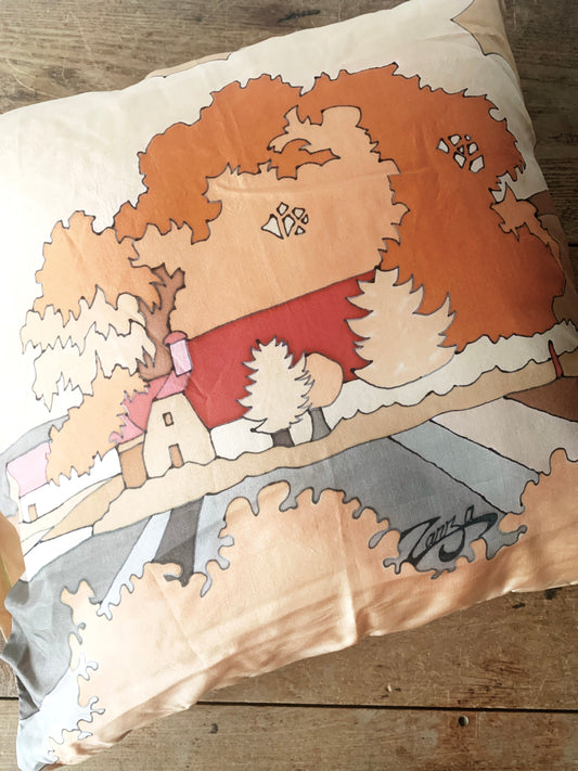 Vintage Silk Landscape Art / Pillow Cover