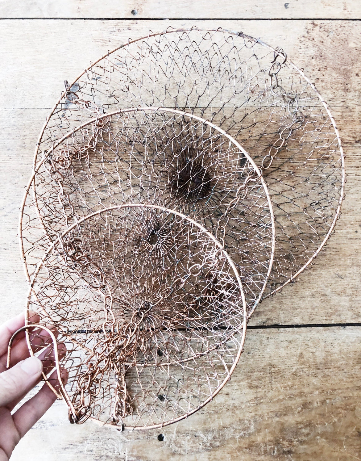 Copper Hanging Mesh Baskets