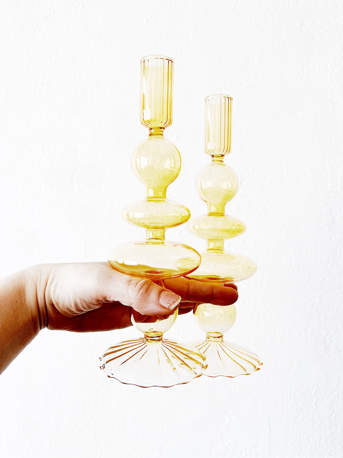 Vintage Blown Glass Candlesticks