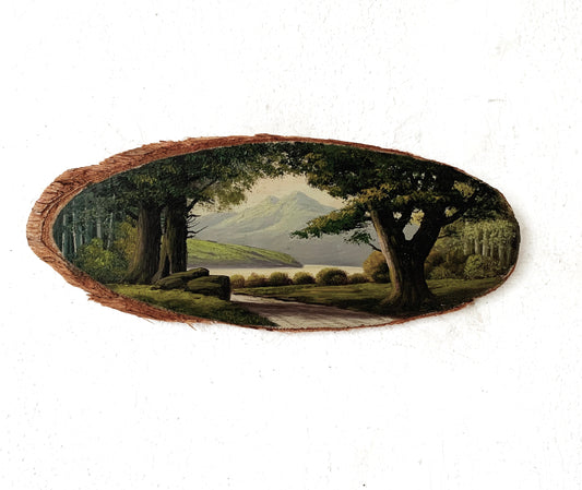 Antique Landscape Painting on Wood