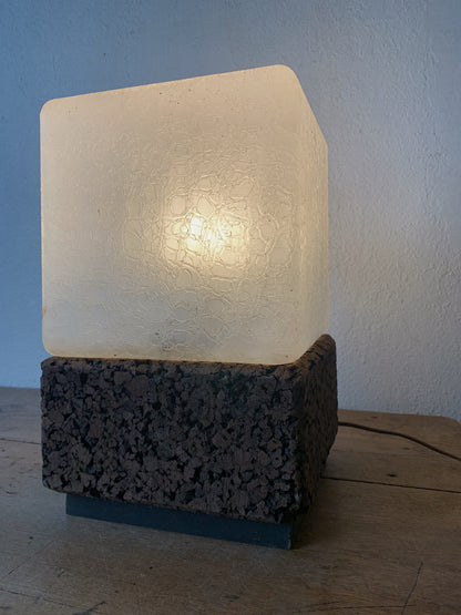 1960’s Cork and Glass Cube Lamp