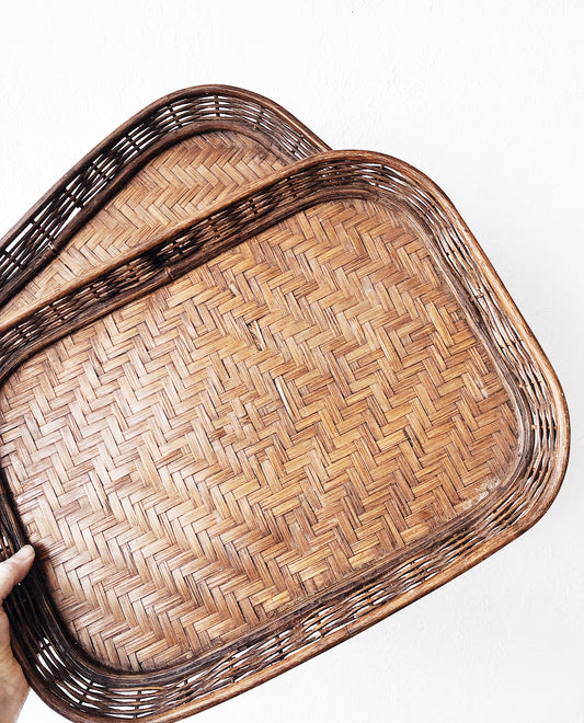 Vintage Woven Wood Tray