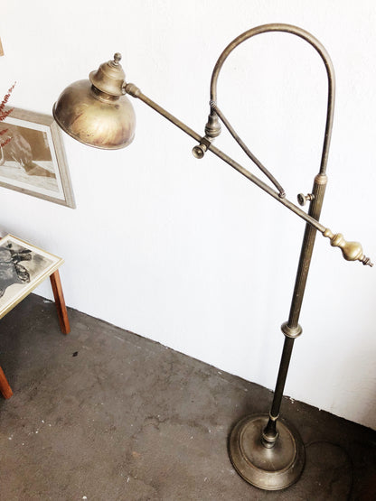 Antique Machine Age Brass Floor Lamp