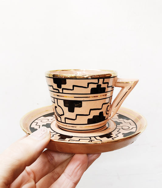 Vintage Mid Century Oaxacan Porcelain Espresso Set