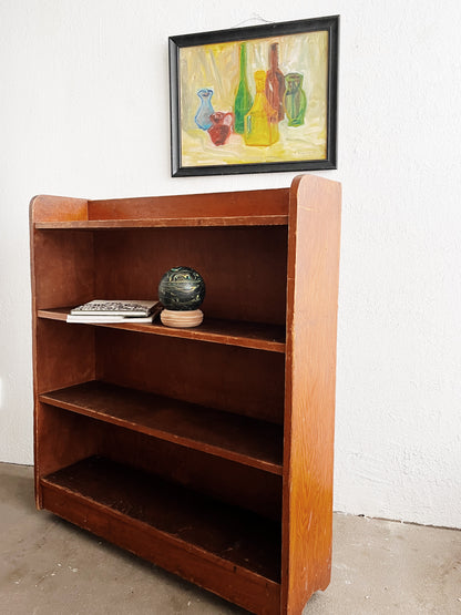 Vintage Rolling Wood Bookcase