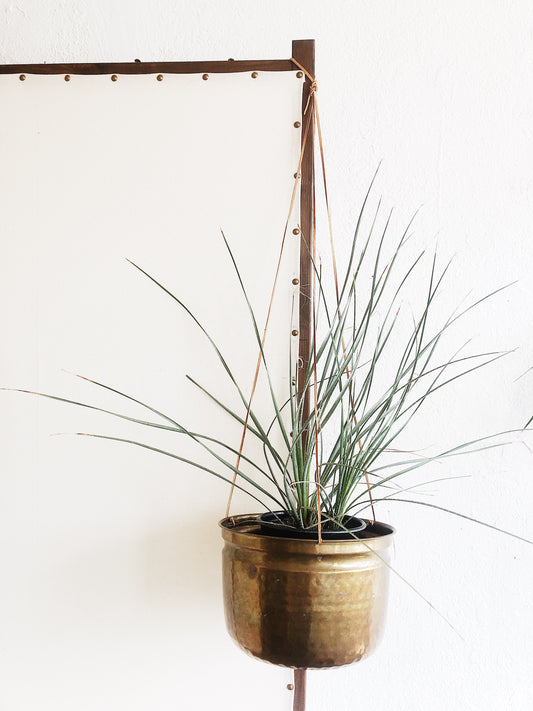 Large Vintage Hammered Brass Planter