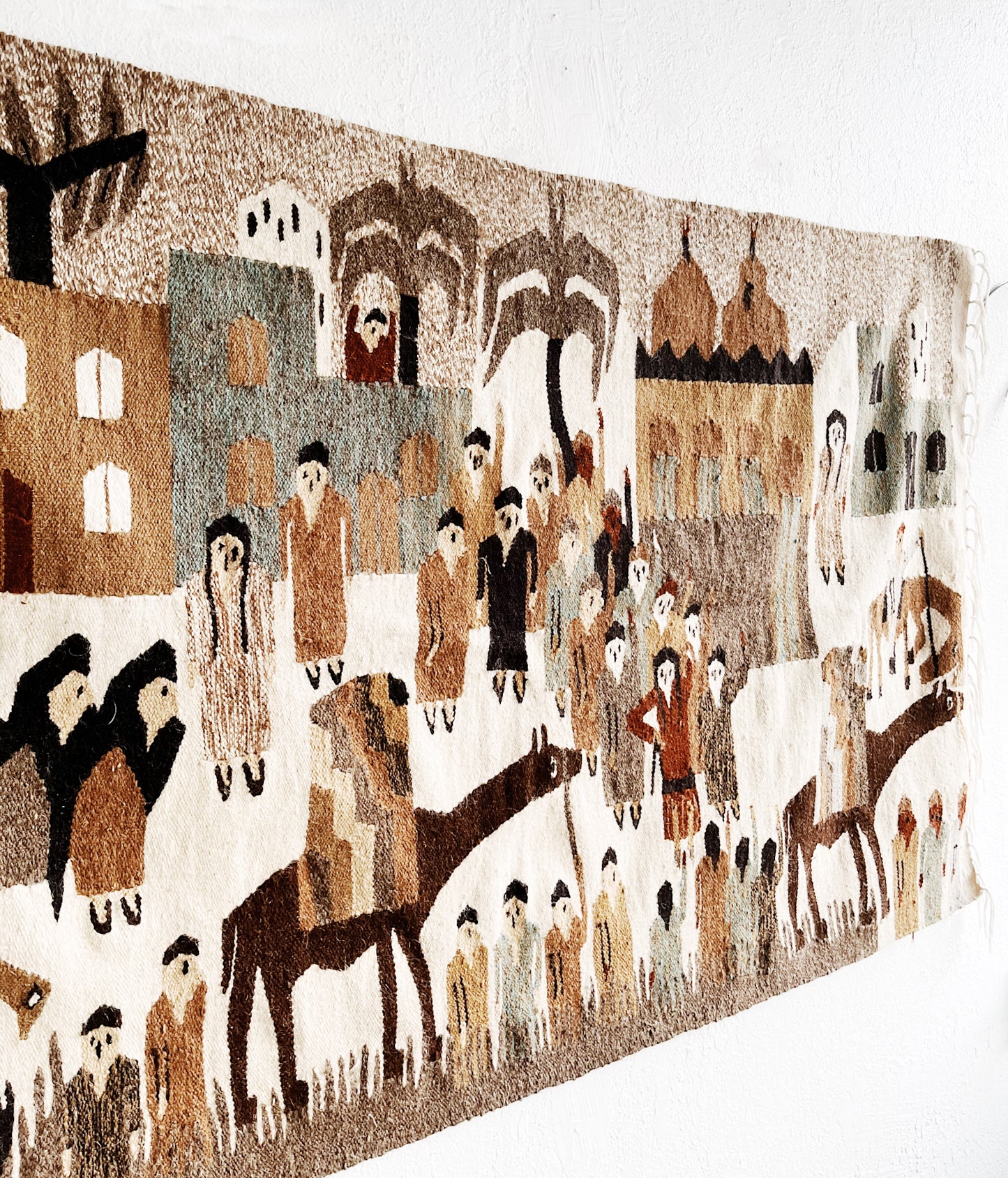 Vintage Figural Wool Rug