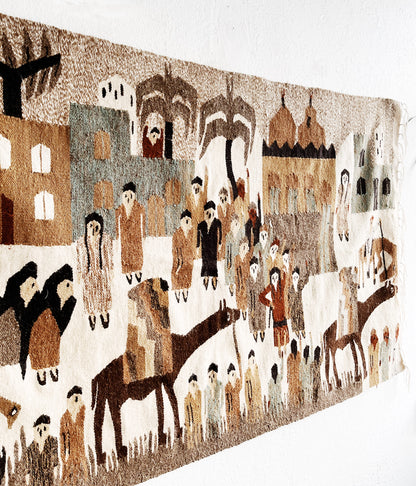 Vintage Figural Wool Rug