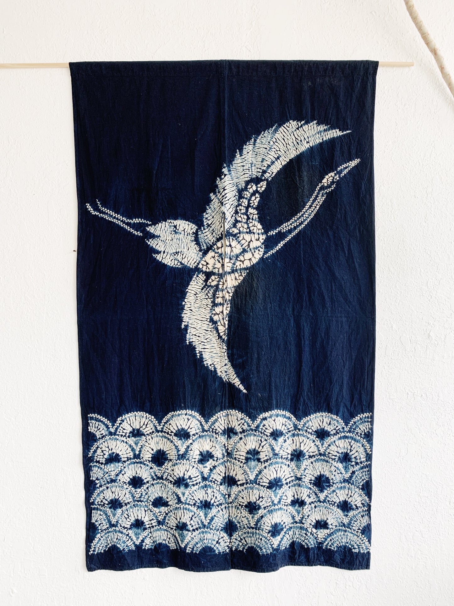 Indigo Dyed Cotton Batik Noren Curtain