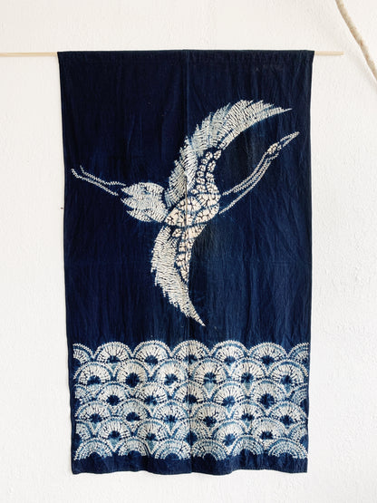 Indigo Dyed Cotton Batik Noren Curtain