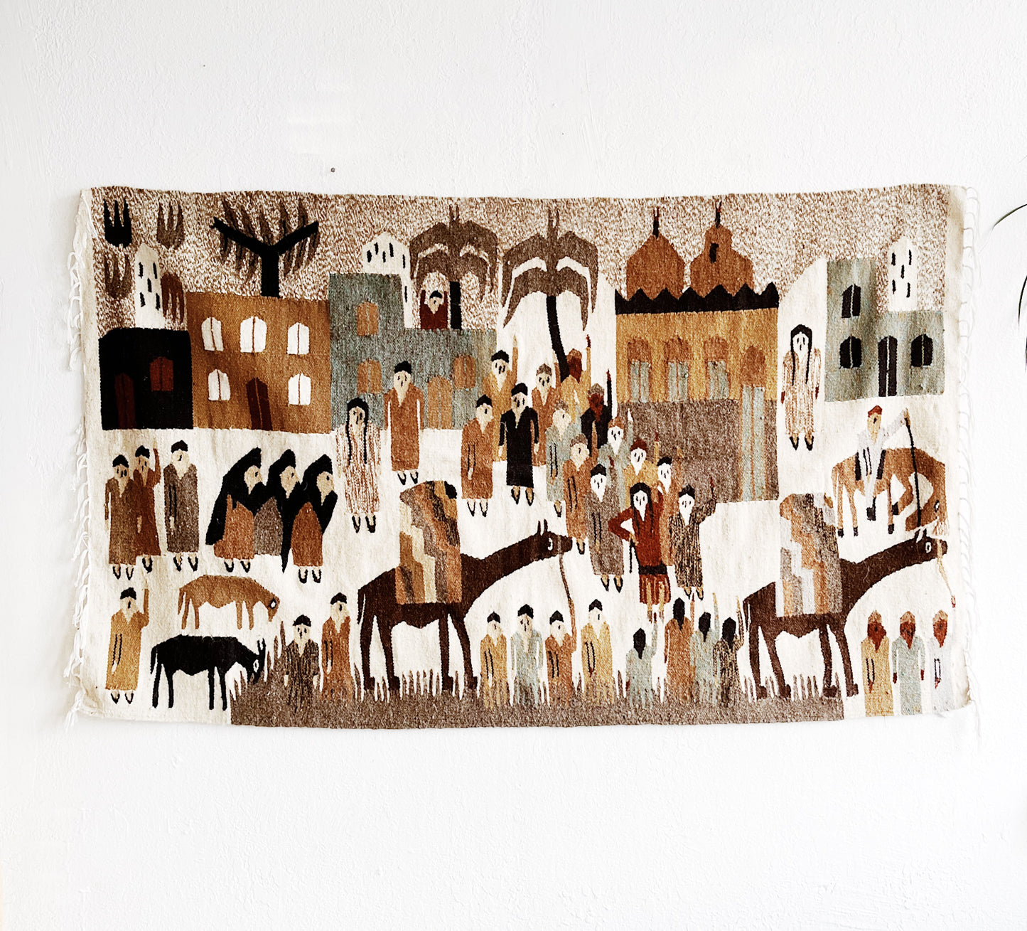 Vintage Figural Wool Rug