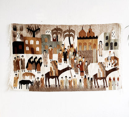 Vintage Figural Wool Rug