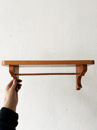Vintage Wood Shelf with Hanging Bar