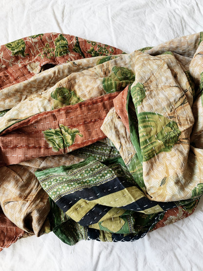 Vintage Reversible Cotton Kantha Quilt