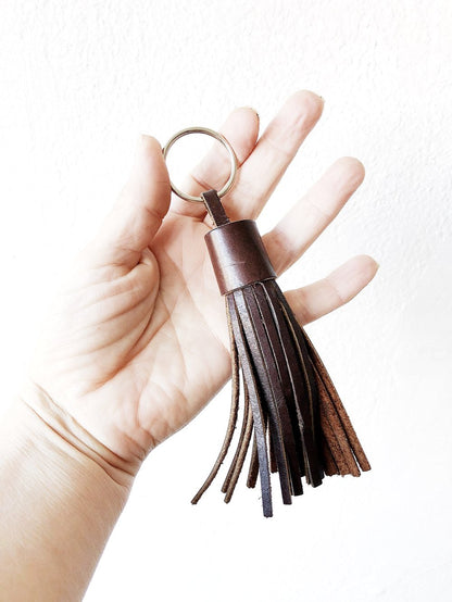 Handmade Leather Tassel Keychain