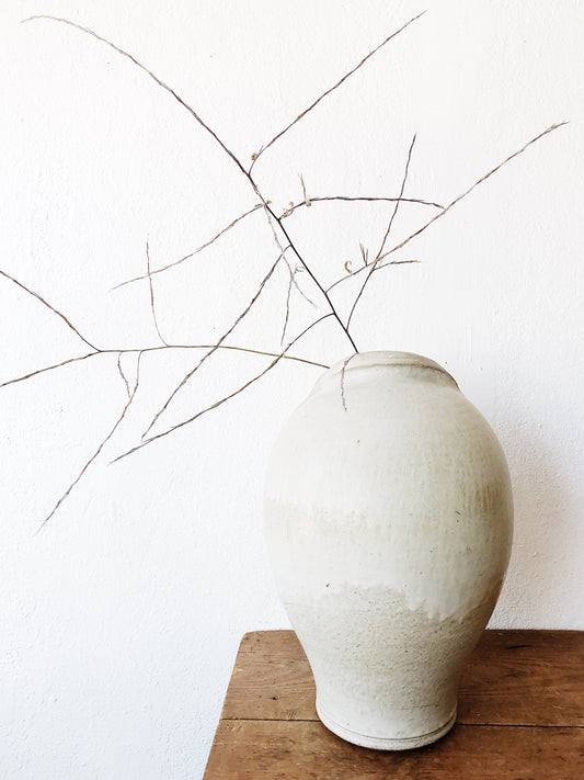 Giant Handmade Vintage Stoneware Vase with a Secret