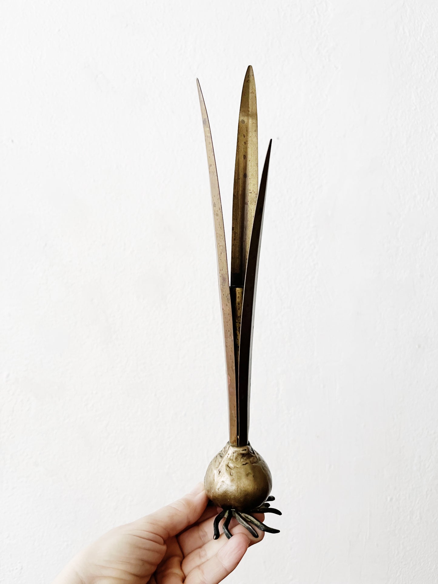 Vintage Aged Bronze Bud Vase