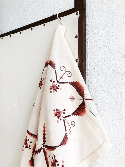 Vintage Art Deco Embroidered Linen
