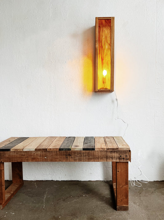 Handmade Slag Glass Lamp / Shelf