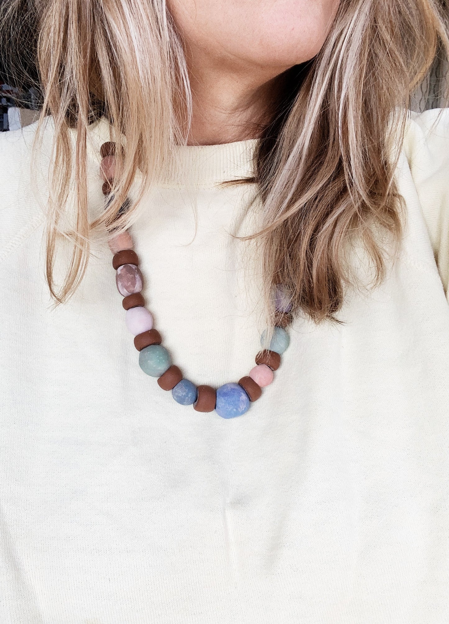 Handmade Beaded Clay Necklace