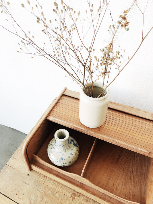 Vintage Wood Tambour Storage