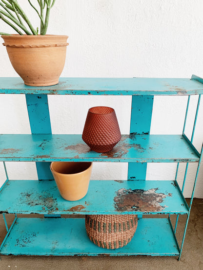 Mid Century Turquoise Metal Shelf