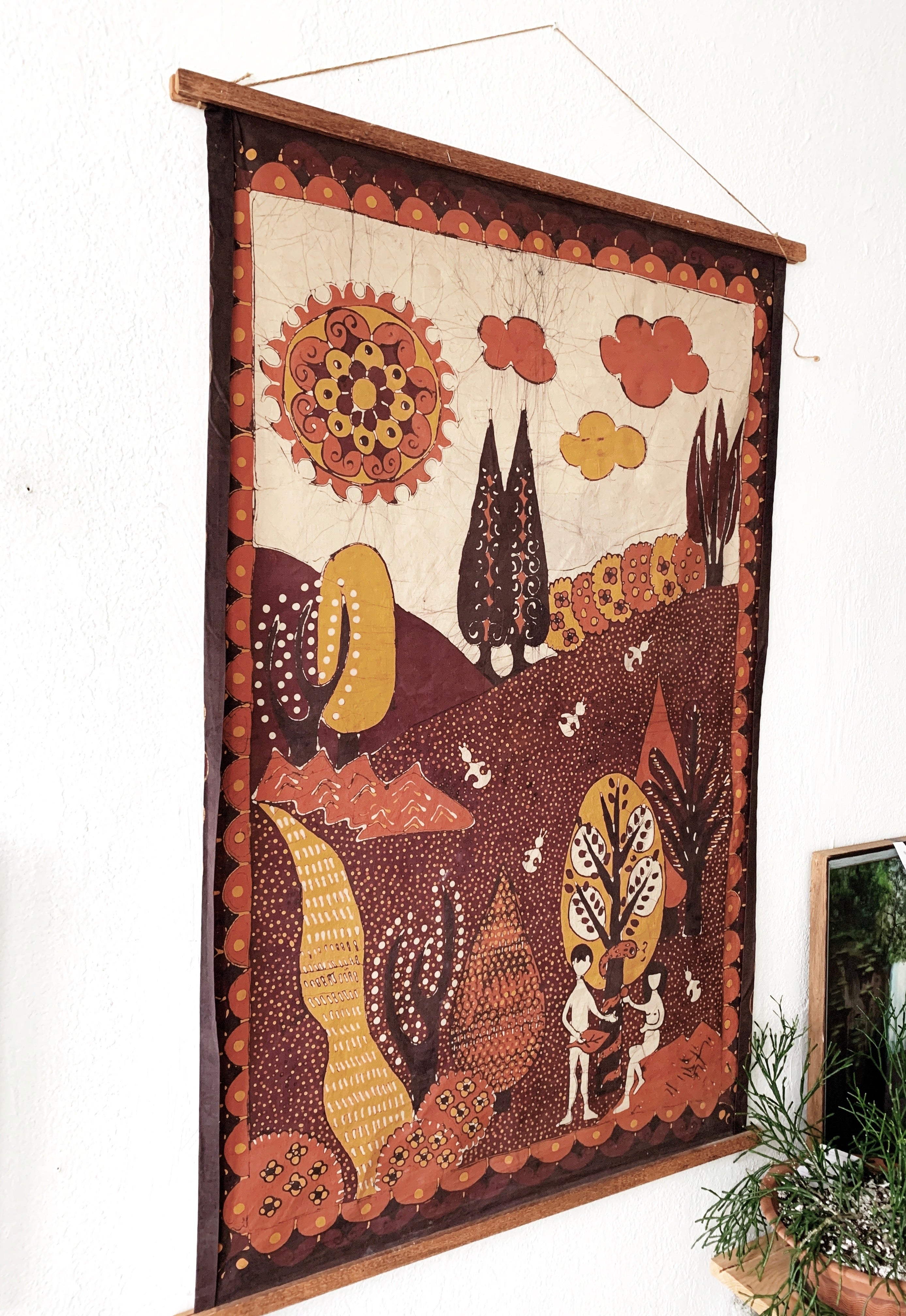 Large Vintage Cotton Batik Tapestry Hanging - Thumbnail 3