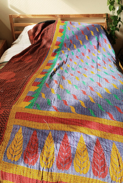 Vintage Reversible Kantha Quilt