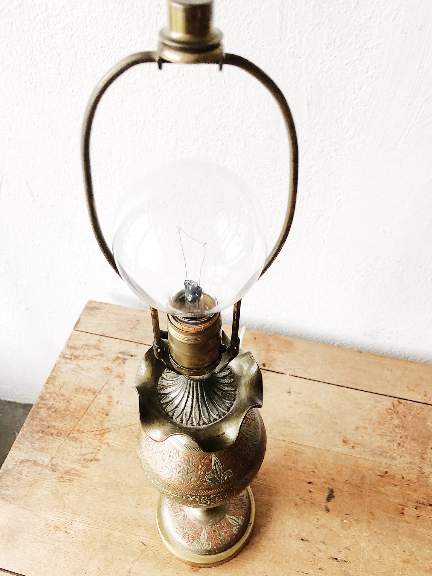 Vintage Handpainted Brass Lamp