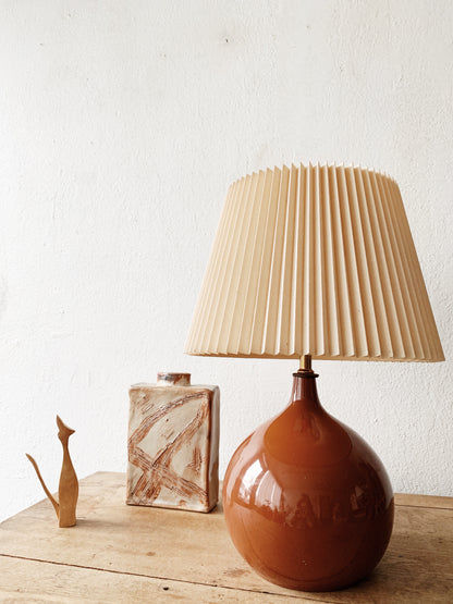 Vintage Ceramic Lamp with Pleated Shade