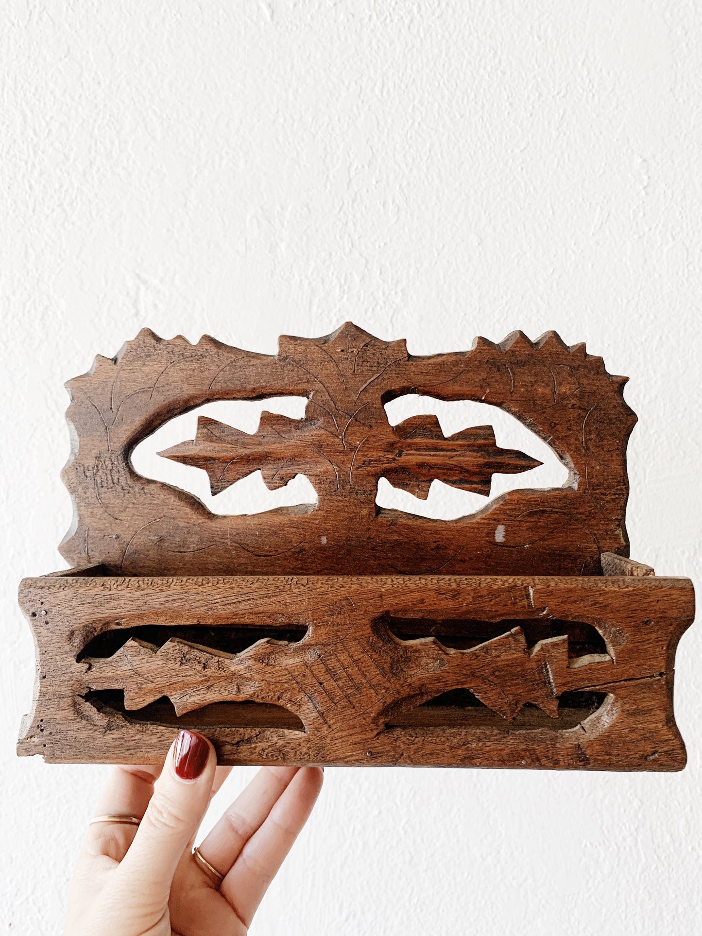 Vintage Hand Crafted Primitive Wood Caddy