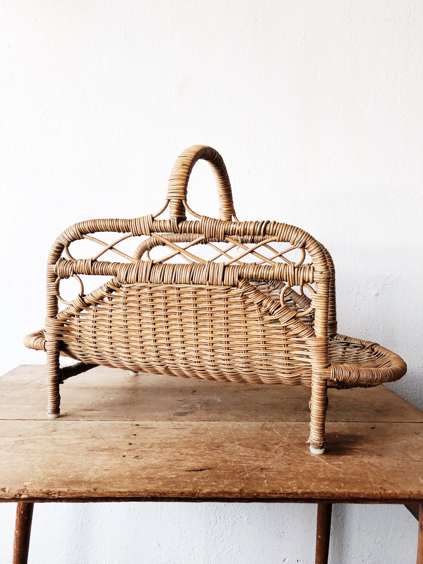Vintage Woven Kindling Rack