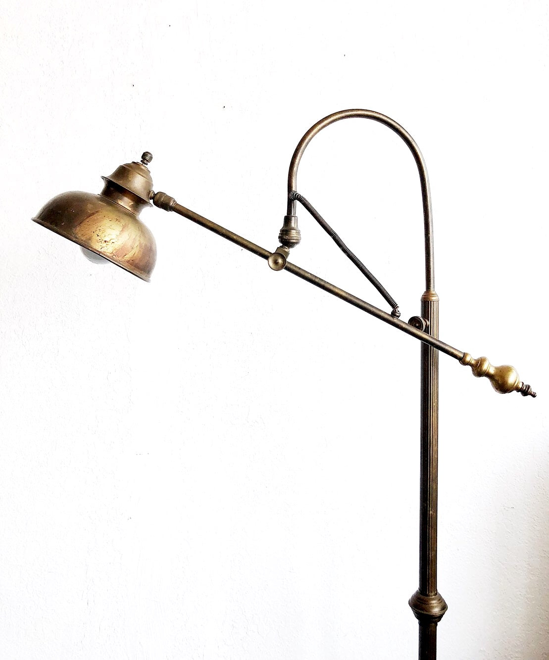 Antique Machine Age Brass Floor Lamp
