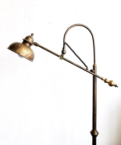 Antique Machine Age Brass Floor Lamp