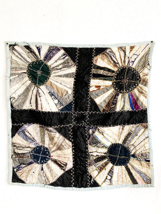 Large Antique Silk Quilt Square