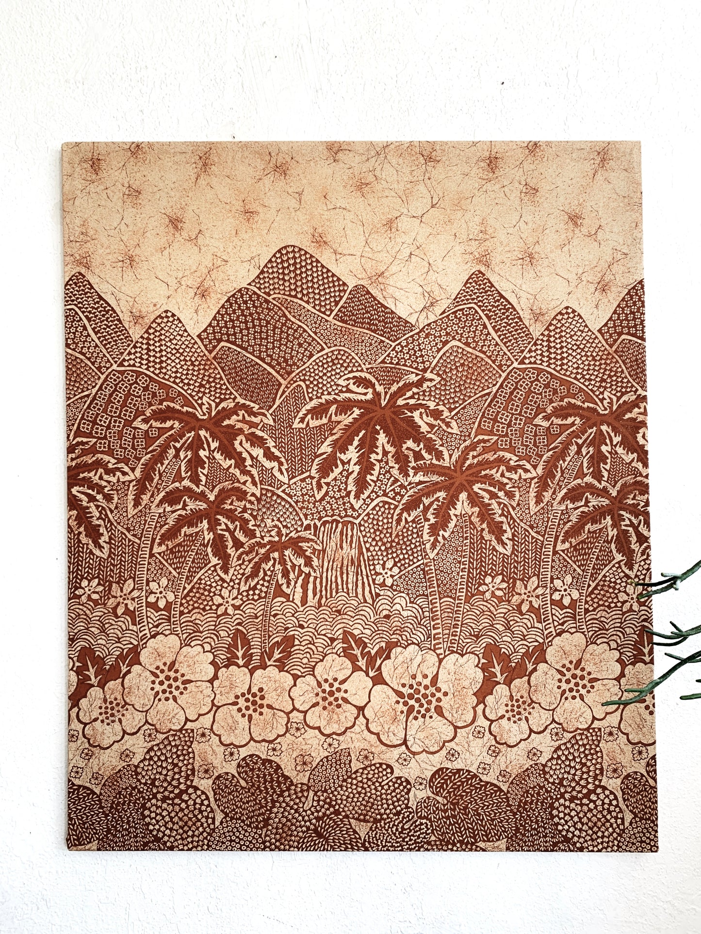 Large Vintage Batik Fabric Art Panel